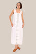 Embroidered long dress in linen