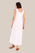 Embroidered long dress in linen