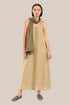 Embroidered long dress in linen