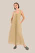Embroidered long dress in linen