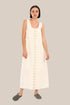 Embroidered long dress in linen