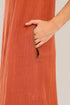 Sleeveless long dress with hoodie and side pockets