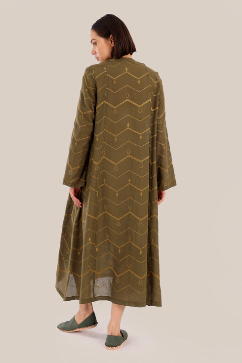 Long embroidered dress in cotton