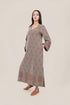 Patterned jacquard long dress with pockets