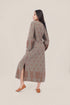 Patterned jacquard long dress with pockets