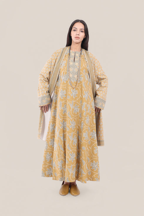Long floral cotton jellabiya dress