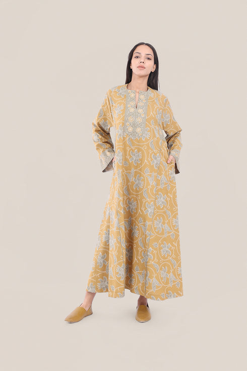 Long floral cotton jellabiya dress