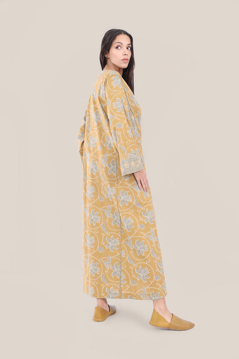 Long floral cotton jellabiya dress