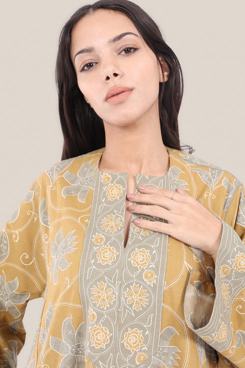 Long floral cotton jellabiya dress