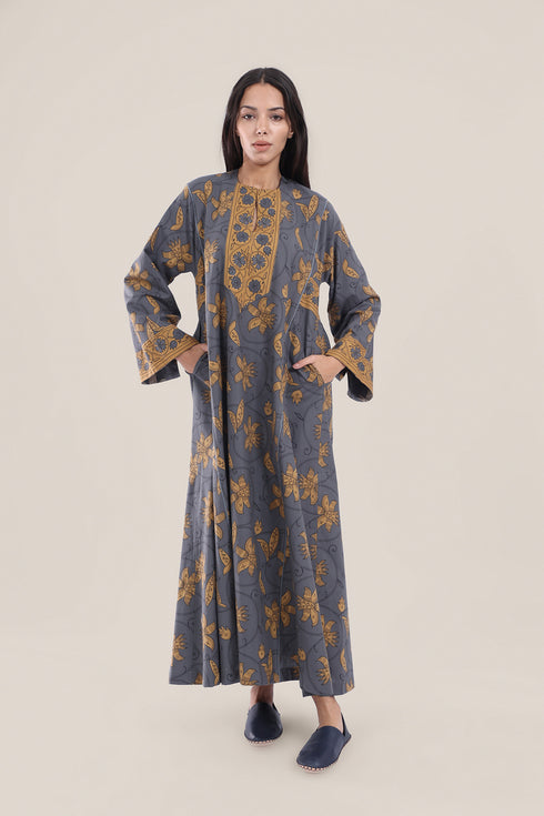 Long floral cotton jellabiya dress