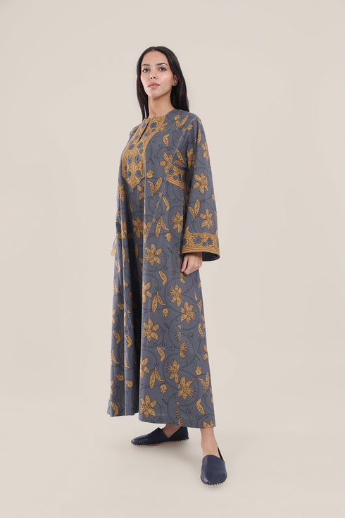 Long floral cotton jellabiya dress