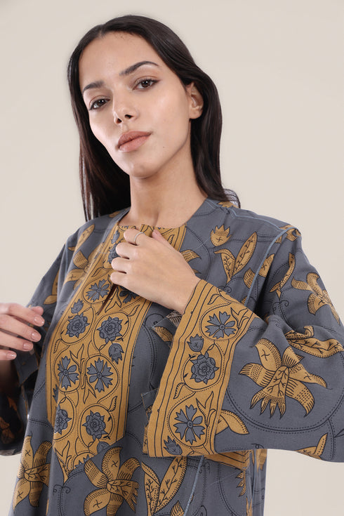 Long floral cotton jellabiya dress