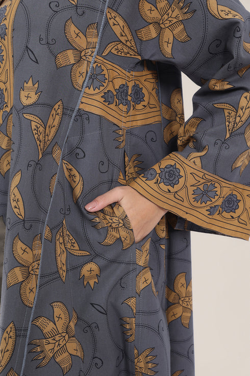 Long floral cotton jellabiya dress