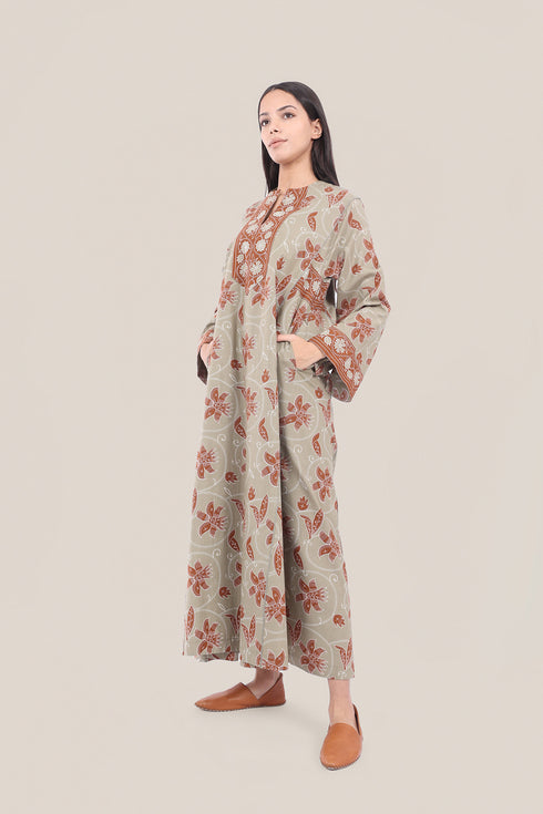 Long floral cotton jellabiya dress