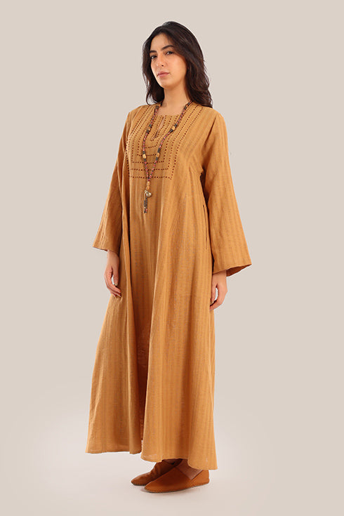 Embroidered Long jellabiya dress with pockets