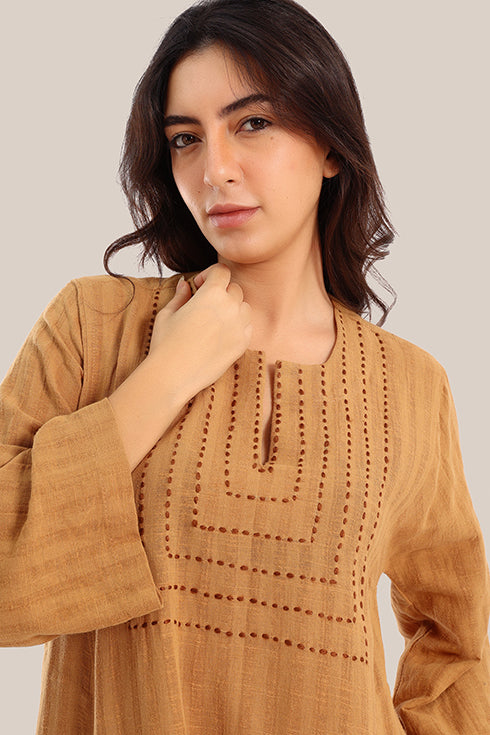 Embroidered Long jellabiya dress with pockets