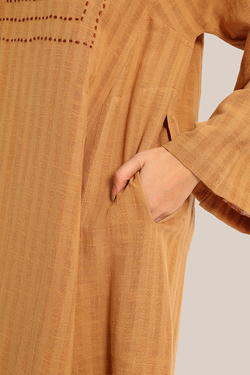 Embroidered Long jellabiya dress with pockets