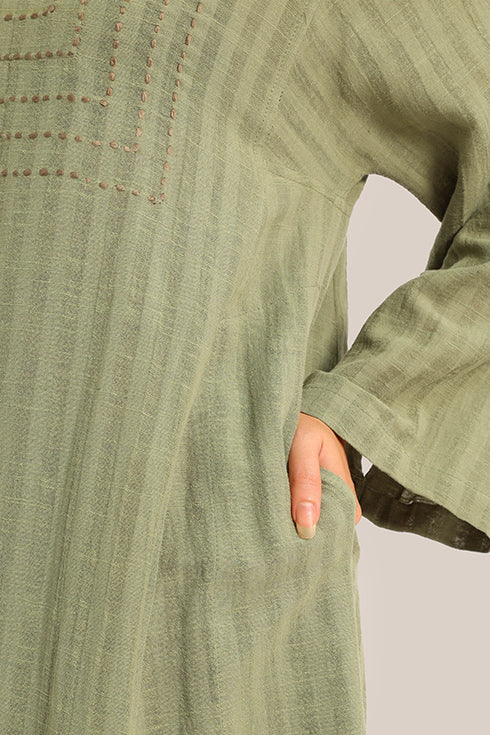 Embroidered Long jellabiya dress with pockets