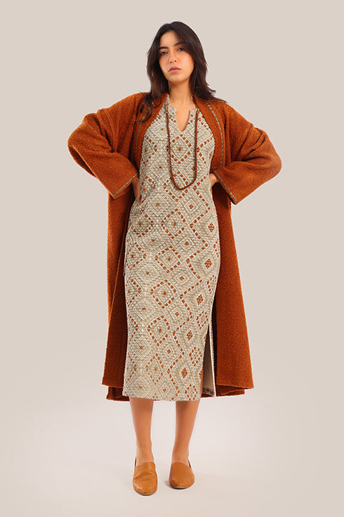 Cotton quilted sleeveless long dress