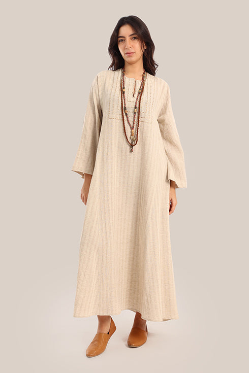 Embroidered Long jellabiya dress with pockets