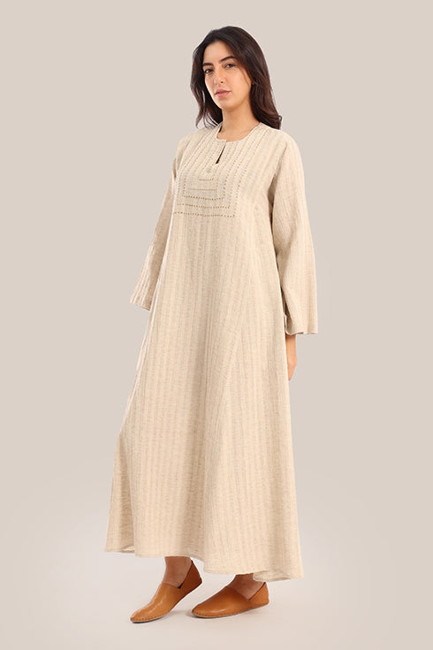 Embroidered Long jellabiya dress with pockets