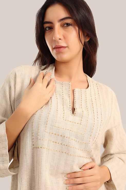 Embroidered Long jellabiya dress with pockets
