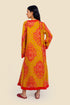 Long kaftan dress with round neckline with opening