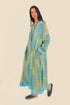 Long kaftan dress with round neckline with opening