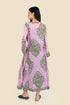 Long kaftan dress with round neckline with opening