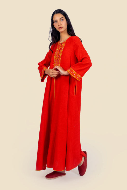 Dress in cotton with front buttons