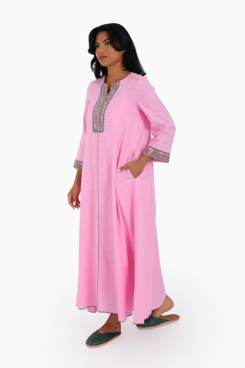 Dress in cotton with front buttons