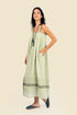 Long dress in cotton gauze with adjustable thin straps