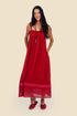Long dress in cotton gauze with adjustable thin straps