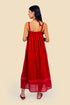 Long dress in cotton gauze with adjustable thin straps