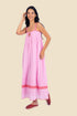 Long dress in cotton gauze with adjustable thin straps