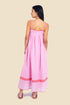 Long dress in cotton gauze with adjustable thin straps