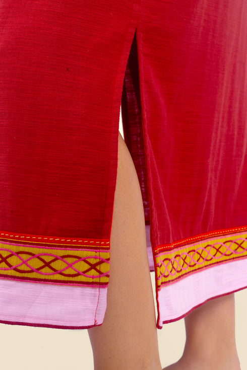 Sleeveless long dress in cotton with adjustable straps