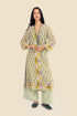 Tunic dress in printed cotton gauze with side slits