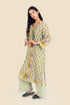 Tunic dress in printed cotton gauze with side slits