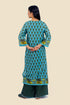 Tunic dress in printed cotton gauze with side slits