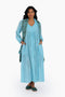 Long dress in printed cotton voile with pockets