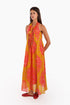 Sleeveless long dress in cotton voile