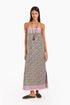 Long Sleeveless printed dress with thin adjustable straps and pockets