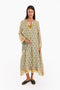 Long dress in printed cotton gauze with side pockets