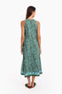 Long A-line sleeveless dress in printed cotton with pockets