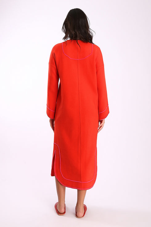Dress in cotton and viscose cashmere with pockets