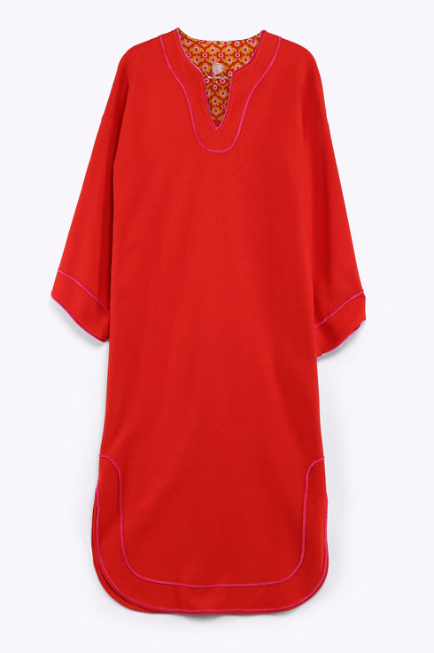 Dress in cotton and viscose cashmere with pockets