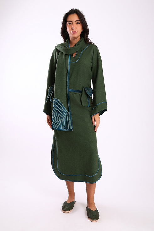 Dress in cotton and viscose cashmere with pockets
