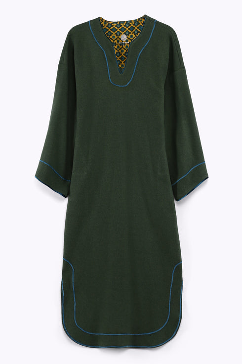 Dress in cotton and viscose cashmere with pockets