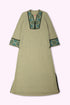 Long dress in cotton blend cashmere with side slits